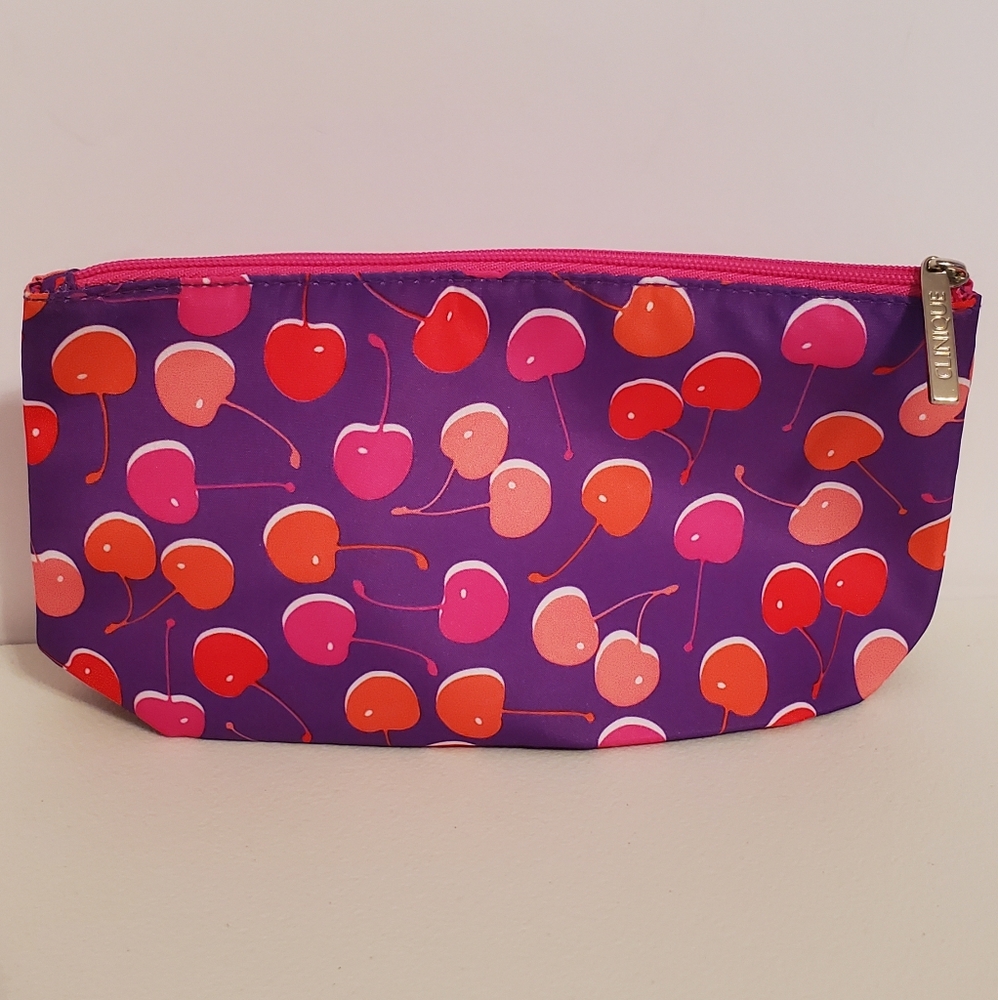 CLINIQUE Multicolor Cherry Print Cosmetic Bag